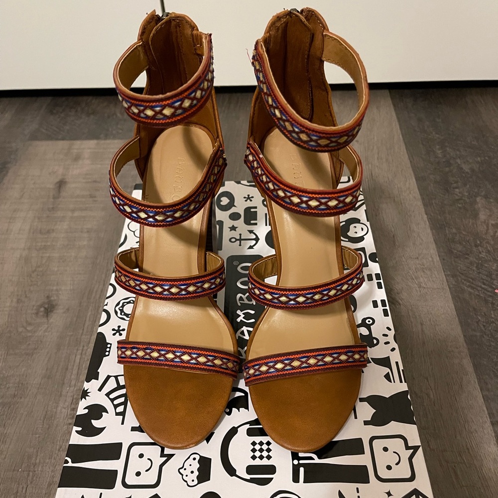 Tribal strappy heels